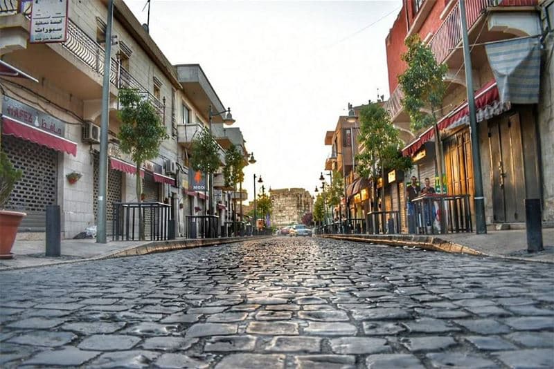 Historic Baalbeck courtyard with traditional Lebanese architecture