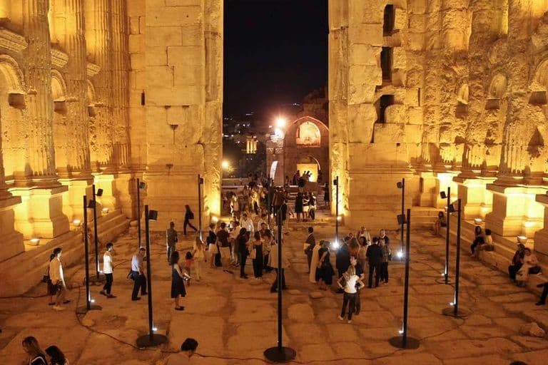 Historic Baalbeck courtyard with traditional Lebanese architecture